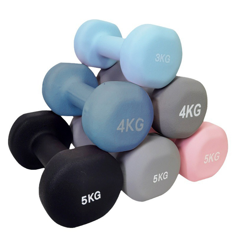 Flat Head Sandblasted Dip Plastic Dumbbell-main picture 3